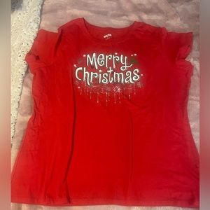 Holiday Time Red Merry Christmas Top 3X